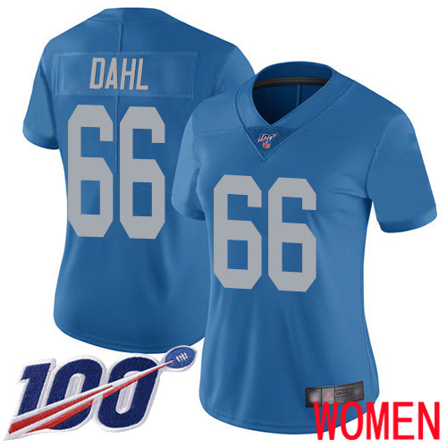 Detroit Lions Limited Blue Women Joe Dahl Alternate Jersey NFL Football #66 100th Season Vapor Untouchable